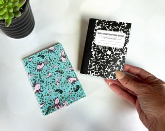 Mini couverture de cahier de composition pour la prise de notes, cahier de poche, couverture de livre en tissu axolotl, petite couverture de journal pour étudiants, cahier de mots de passe