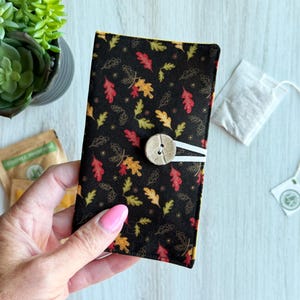 Porta bolsitas de té, regalo para amantes del té, organizador pequeño tipo cartera, porta té de hierbas de tela con hojas para viajeros, accesorio de bolsa de almacenamiento