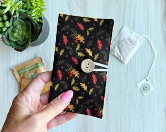 Tea Bag Holder, Gift for Tea Lovers, Small Tea Bag Wallet Organizer, Leaf Fabric Herbal Tea Carrier for Travelers, Storage Pouch Accessory