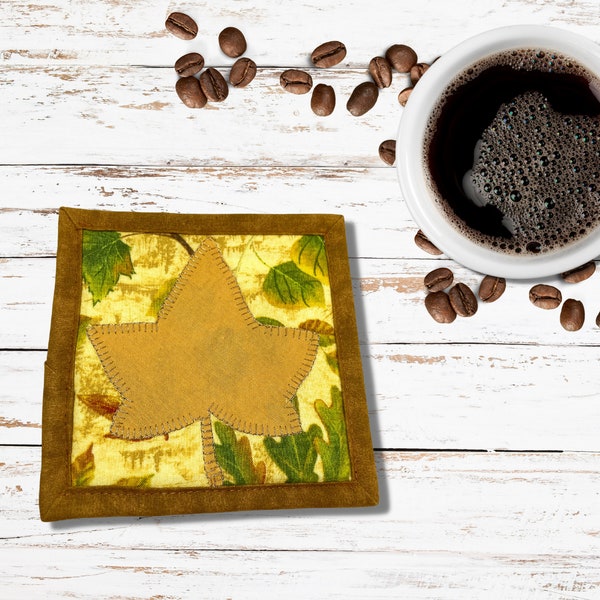 Leaf Mug Rug for Home Table or Office Desk, Unique Fall Home Decor, Maple Leaf Drink Coaster for Autumn Lover Gift, Cute Fall Theme Coasters