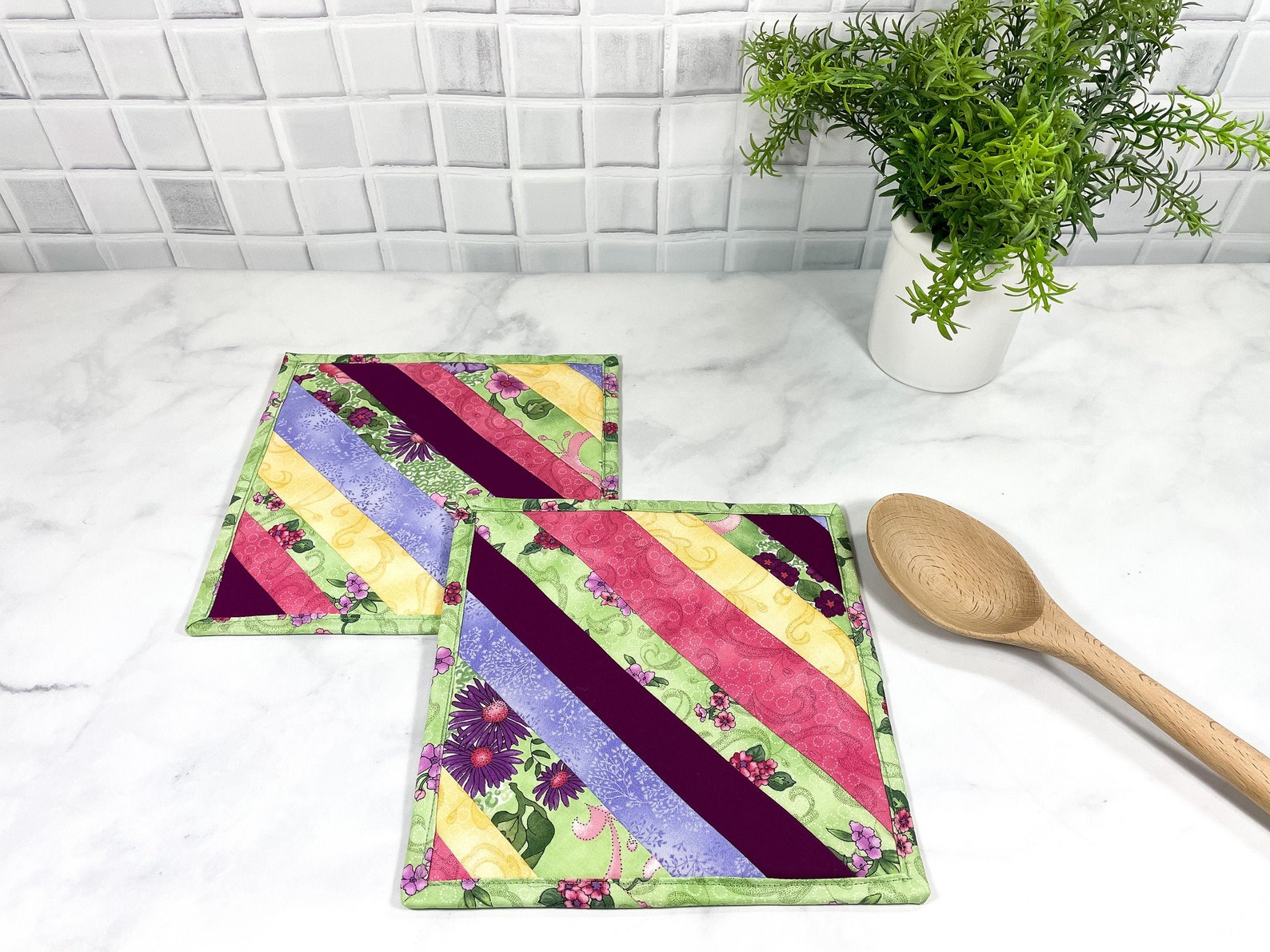 Table Hot Pads Colorful Floral Trivets for Hot Dishes Etsy