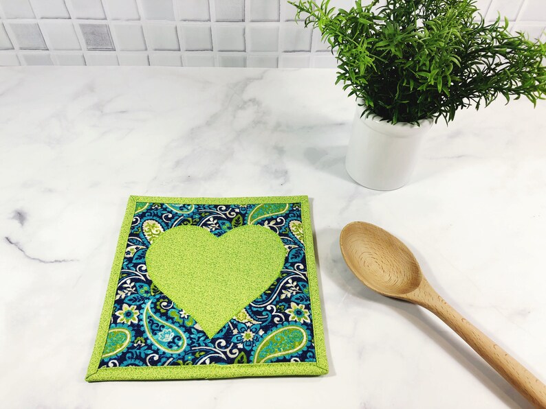 Table Hot Pads Quilted Pot Holders with Heart Trivet for Hot Etsy