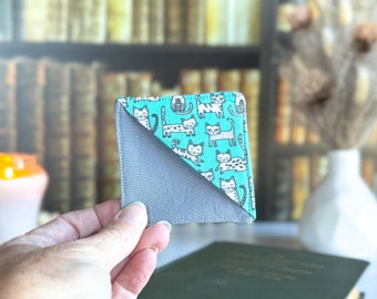 Cat Bookmark Gift Idea for Book Lover, Fabric Corner Bookmark for Cat Mom, Handmade Cat Merch, Bookish Cat Stuff for Readers, Cute Aesthetic