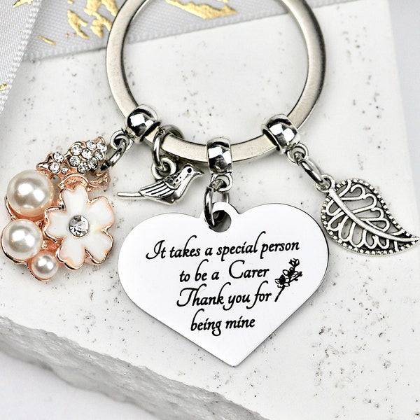 Carer thank you gift, Gift for carer, Thank you for caring gift, carer keychain keyring, Thank you carer keychain keyring