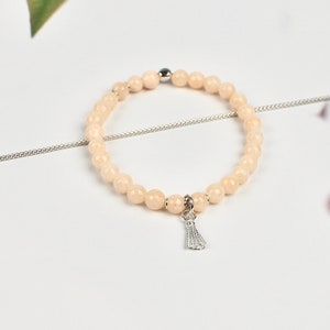Chalcedony beads bracelet with tassel