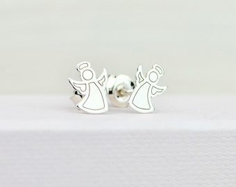 Sterling Silver Angel Stud Earrings: AG925 Jewelry
