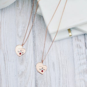 Mother Daughter Necklace Set, Solid sterling silver 925 Rose Gold 18k plating