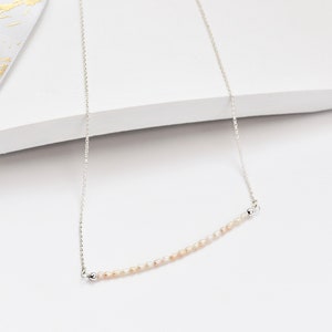 Parels en sterling zilveren ketting, delicate ketting, sierlijke ketting, ketting ketting, parels ketting