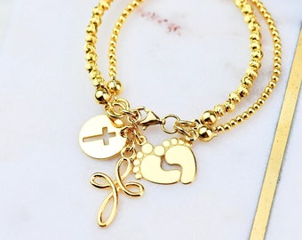 Gold Plated Sterling Silver Baby Bracelet: Christening Baptism Gift