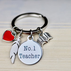 Teacher gift, gift for teacher, best teacher gift, No.1 teacher, teacher keychain keyring