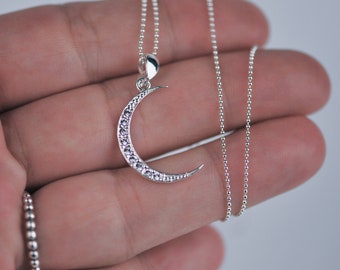 Moon silver necklace with Swarovski crystals