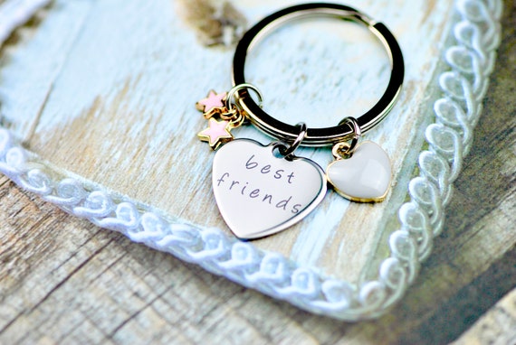 3 Portachiavi Amicizia Con Ciondolo A Cuore – Best Friends, Idea Regalo Lunga Distanza In Acciaio Inossidabile, Con Sacchetto Regalo Incluso