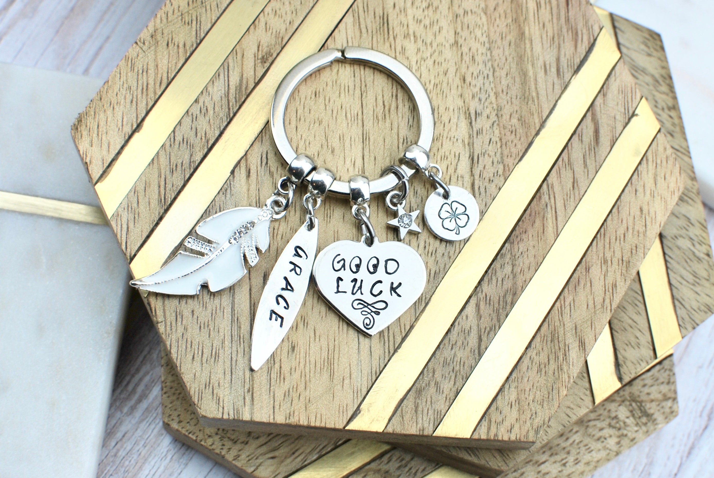 Good Luck Gift Good Luck Personalised Keychain Etsy UK