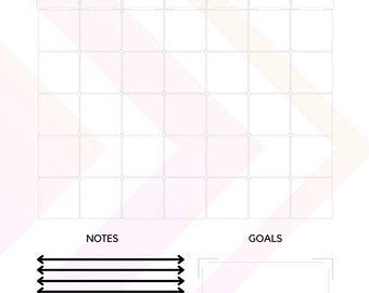 Pink arrow monthly calendar- digital download