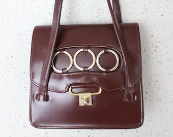 Sac Bandoulière Vintage Texier France - Cuir Noir, Porté Travers, Très Bon état, 24x19x9 Cm