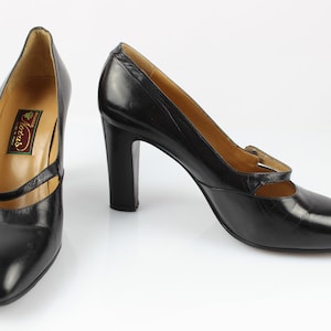 Vintage NOVUS strap pumps all leather black UK 3.5/FR 36 very good condition