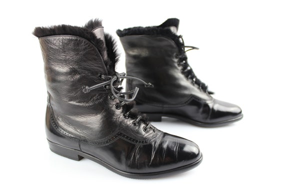 Vintage BALLY Black Leather Lace Stuffed Boots Eur 36 / Uk  display picture 3