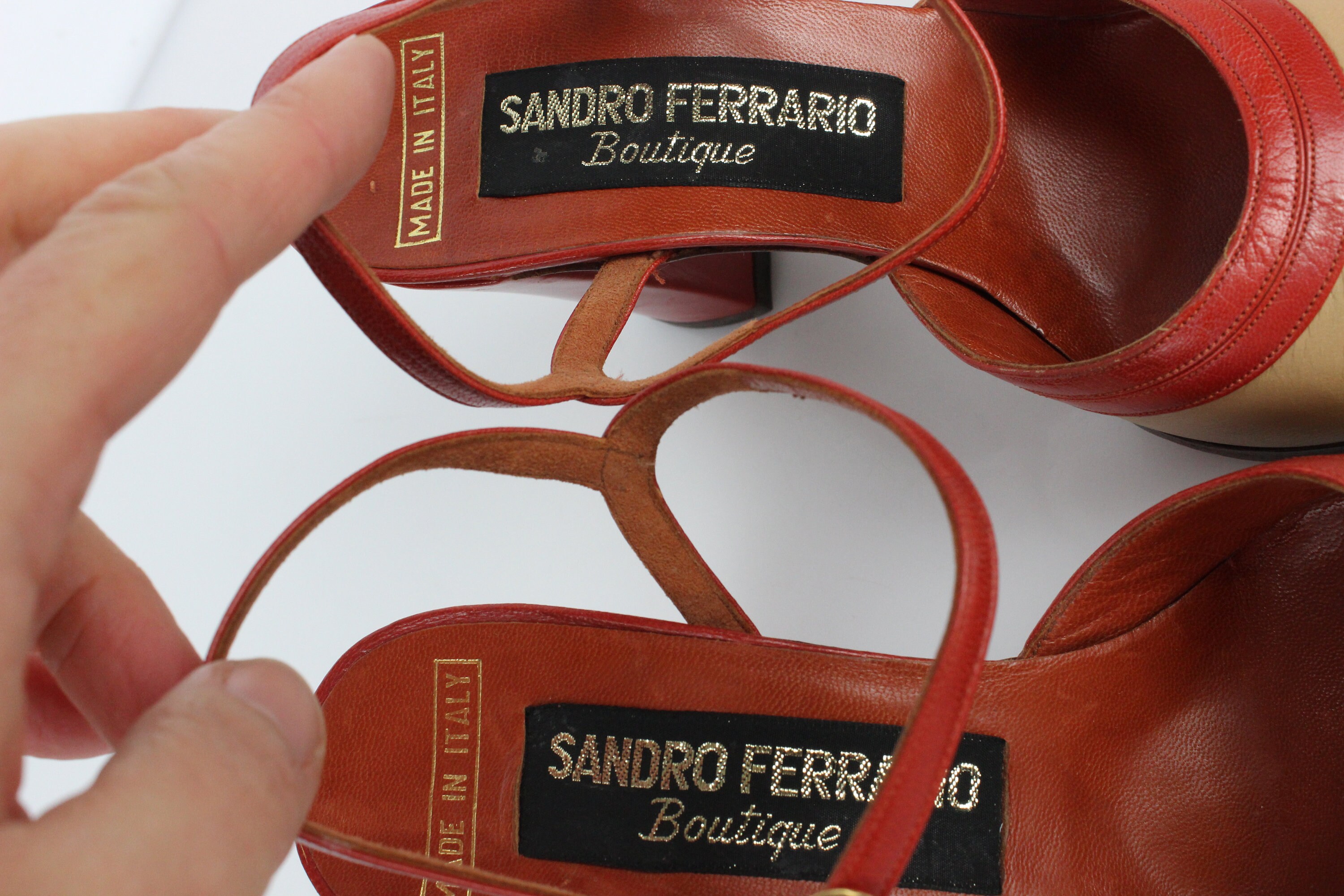 SANDRO FERRARIA Vintage Pumps All Leather Beige and Rust T 37 - Etsy