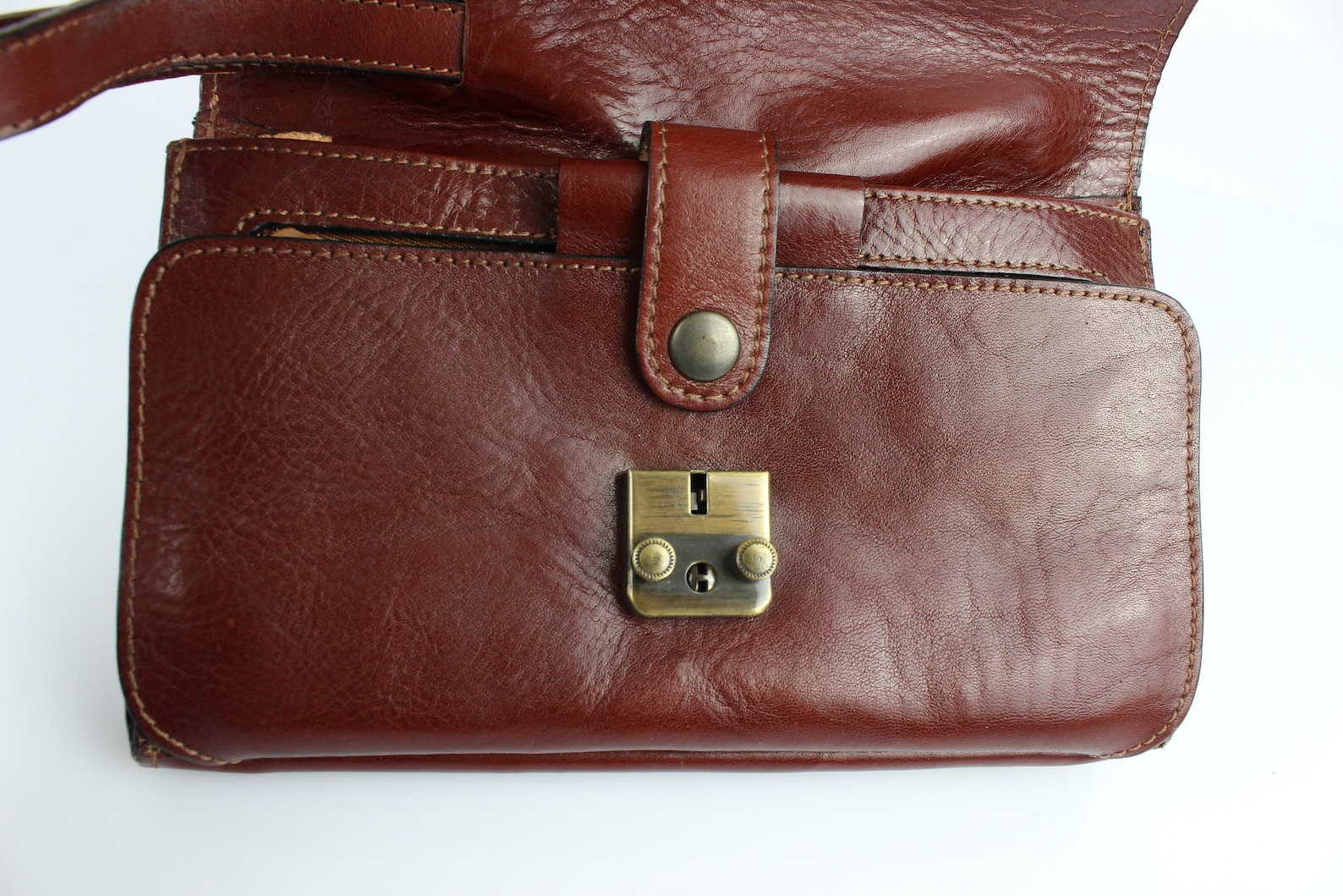 Vintage Pocket Banana Belt Main Leather Brown Very good Etsy