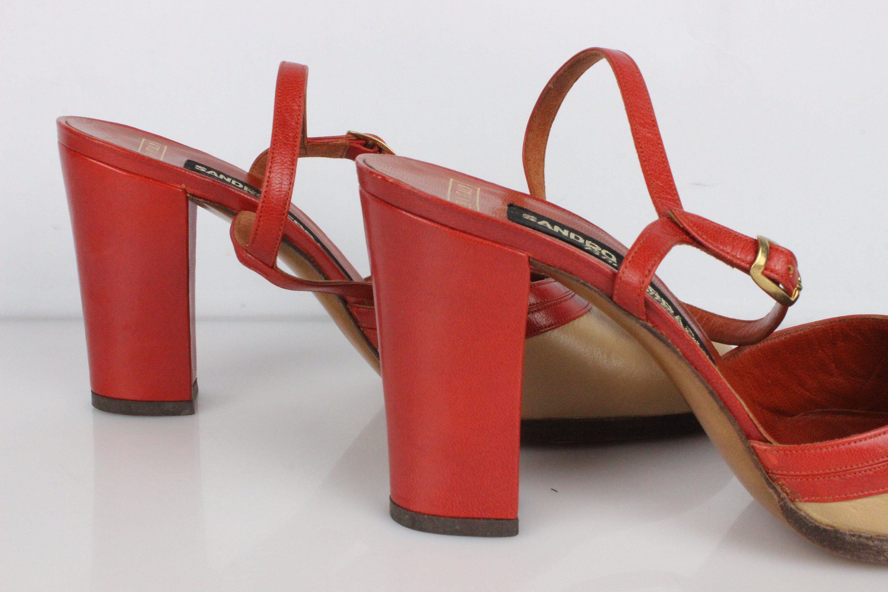 SANDRO FERRARIA Vintage Pumps All Leather Beige and Rust T 37 - Etsy