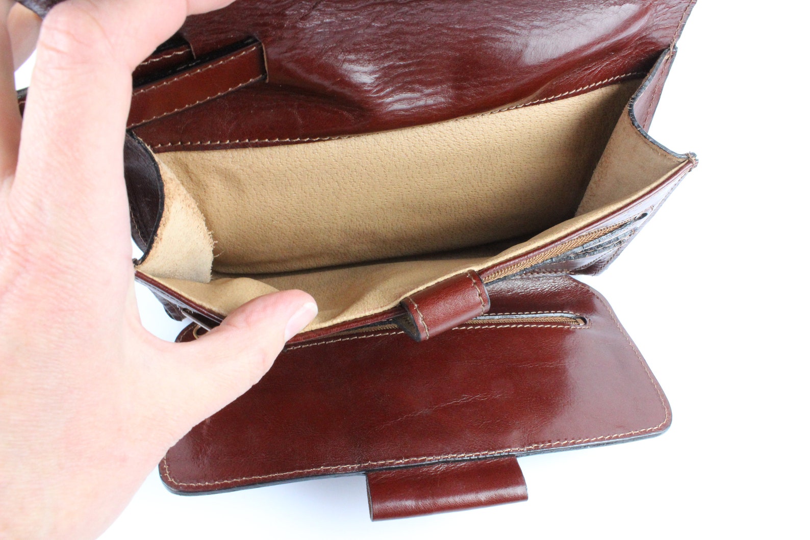 Vintage Pocket Banana Belt Main Leather Brown Very good Etsy