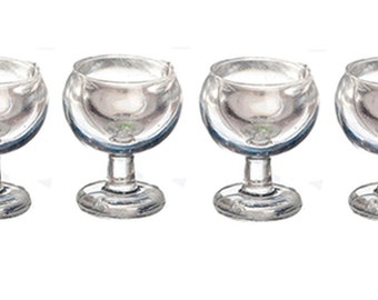 Dollhouse Miniature Set of 4 Wine Glasses Half Scale by Miniatures World