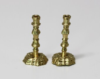 Dollhouse Miniature 1:12 Gold Single Candlestick Mini Candle Holders Toys Pip KV