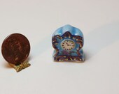 Dollhouse Miniature Blue Gold Ormolu Mantle Clock