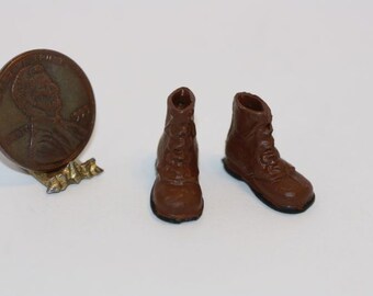 Dollhouse Miniature Artisan Handmade Aged Light Brown Cowboy Boots