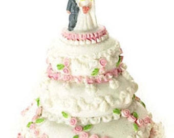 Miniature Dollhouse FAIRY GARDEN Accessories ~ Mini White /& Pink Wedding Cake