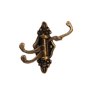 Dollhouse Miniature Antique Brass Triple Coat Hook by Town Square Miniatures