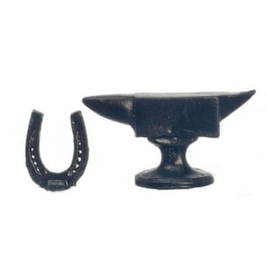 Dollhouse Miniature Anvil with Horse Shoe