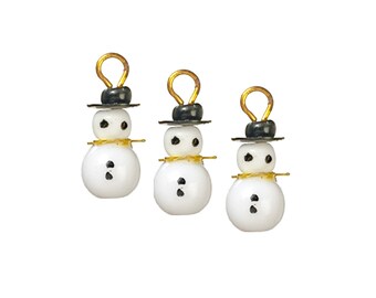 Miniature Set of 3 Christmas Holiday Snowman Ornaments by Town Square Miniatures