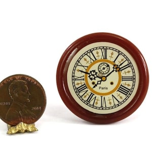 Dollhouse Miniature Brown Wall Clock