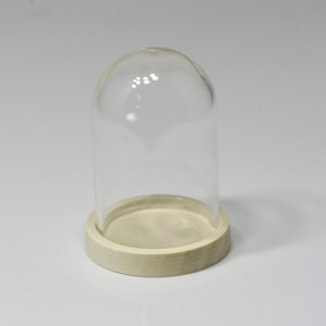 Dollhouse Miniature - Glass Dome with White Wash Natural Wood Base