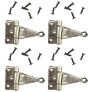 Dollhouse Miniature 4 T-Hinges in  Pewter Finish with 24 Nails