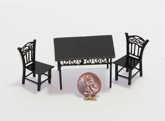 Dollhouse Miniature 1 24 Scale Wire Outdoor Table And 2 Chairs Dollhouse Miniature 1 24 Scale Wire, Dollhouse Outdoor Furniture