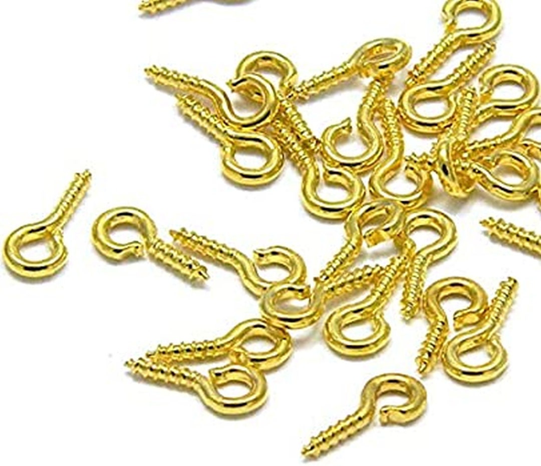 Dollhouse Miniature Screw Eye Hooks Light Gold Plated Metal 12 Pcs Etsy
