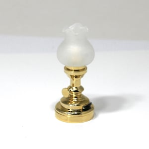 SaLe!!!   Dollhouse Miniature LED Battery Frosted Tulip Shade Table Lamp