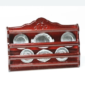 Dollhouse Miniature Plate Rack Filled with Metal Plates
