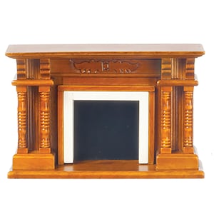 Dollhouse Miniature Victorian Walnut Wood Fireplace