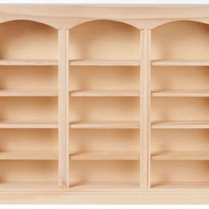 Dollhouse Miniature 1:12 Unfinished Wood 3-Unit, 5-Shelf Bookcase by Houseworks