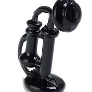 Dollhouse Miniature Black Vintage Look Telephone by International Miniatures