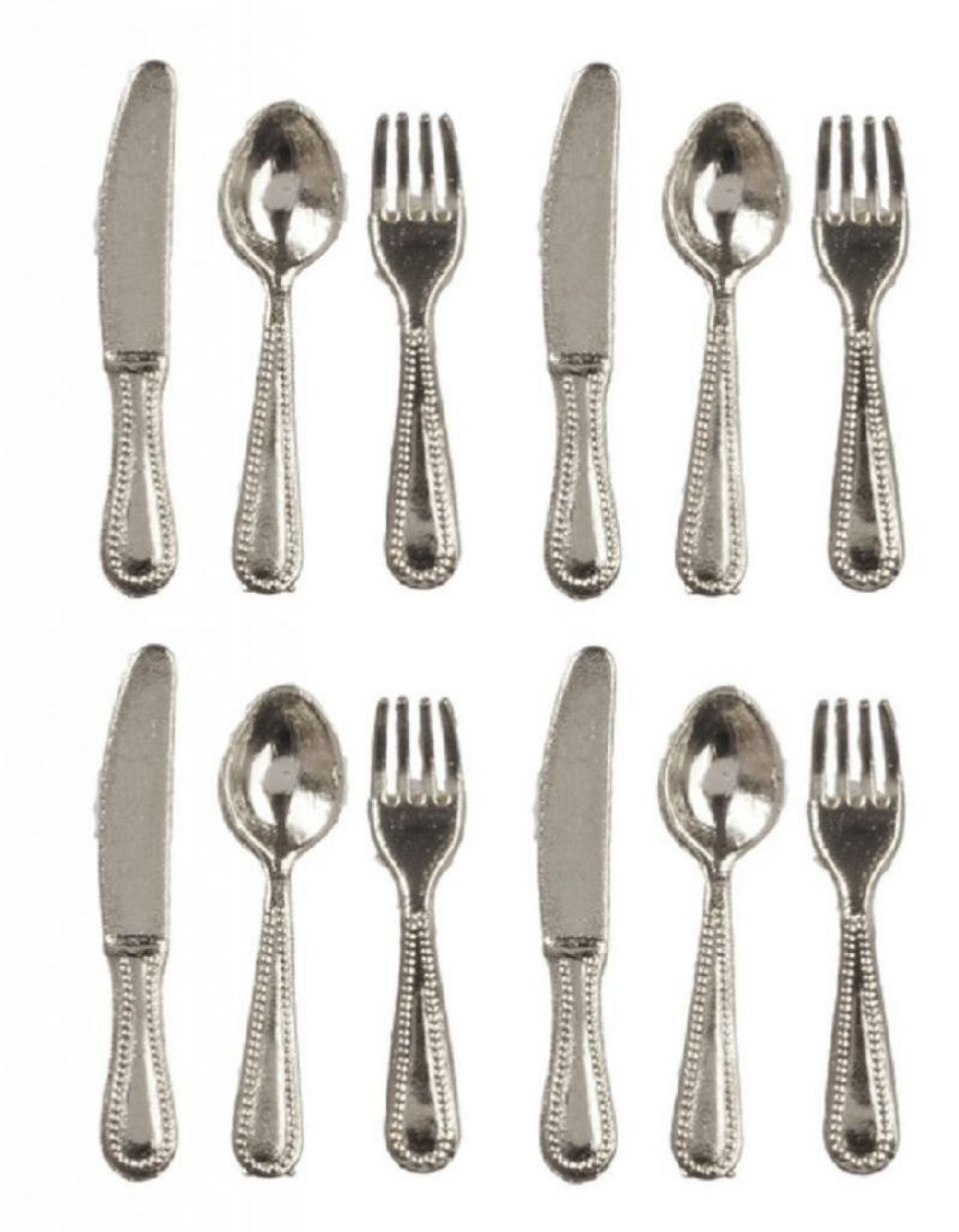 Dollhouse Miniature Set of Silverware, Cutlery or Flatware for 4 Etsy