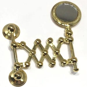 Dollhouse Miniature Bathroom Brass Extendable Mirror by Reutter Porcelain