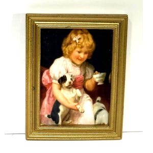Dollhouse Art - Victorian Girl with Her Puppy
