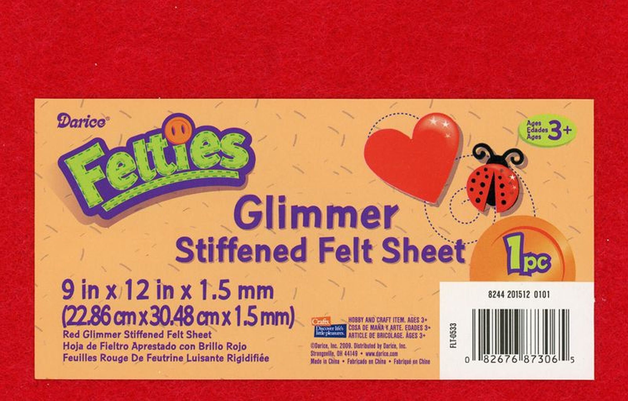 Darice Sticky Back Felt Sheet Red 9 X 12 Inches 6 