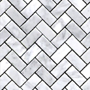 Dollhouse Wallpaper 1:12 Carrara Marble Herringbone Tile Light Gray Large