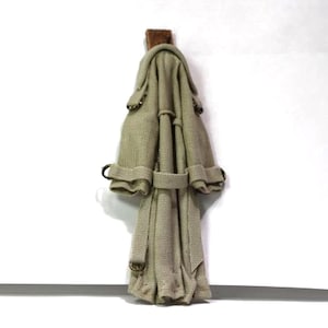 Dollhouse Miniature Artisan Tan Trench Coat on a Wall Hook by Shadow Box