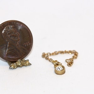Dollhouse Miniature Pocket Watch on a Fine Chain